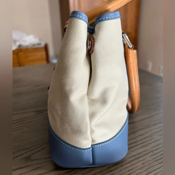 Vintage Coach Canvas & Blue Leather Bag - Picture 3 of 13